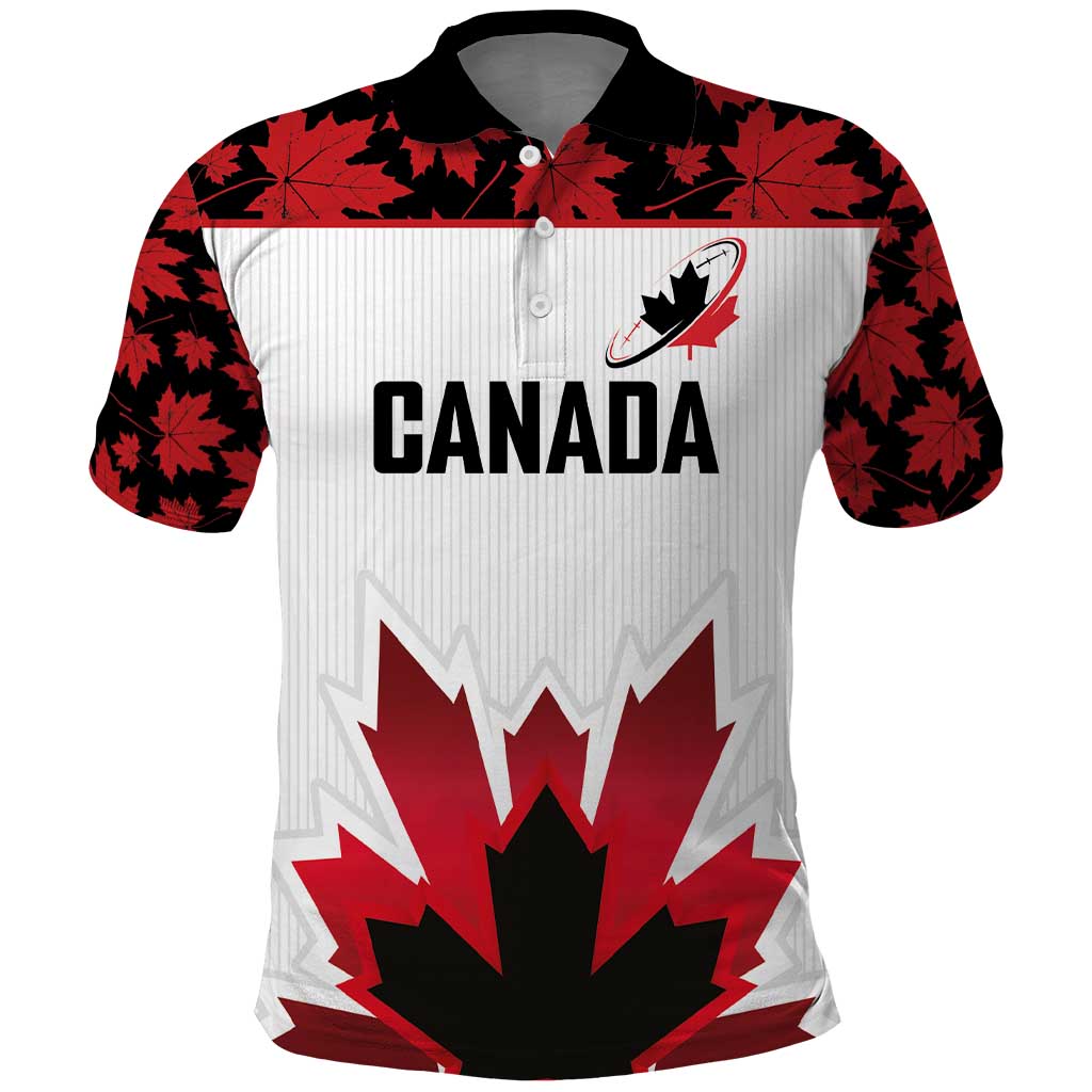 Custom Canadian Rugby Polo Shirt Maple Leaves Sporty Art Style White Color - Wonder Print Shop