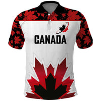 Custom Canadian Rugby Polo Shirt Maple Leaves Sporty Art Style White Color - Wonder Print Shop