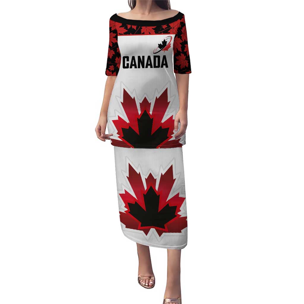 Custom Canadian Rugby Puletasi Maple Leaves Sporty Art Style White Color - Wonder Print Shop