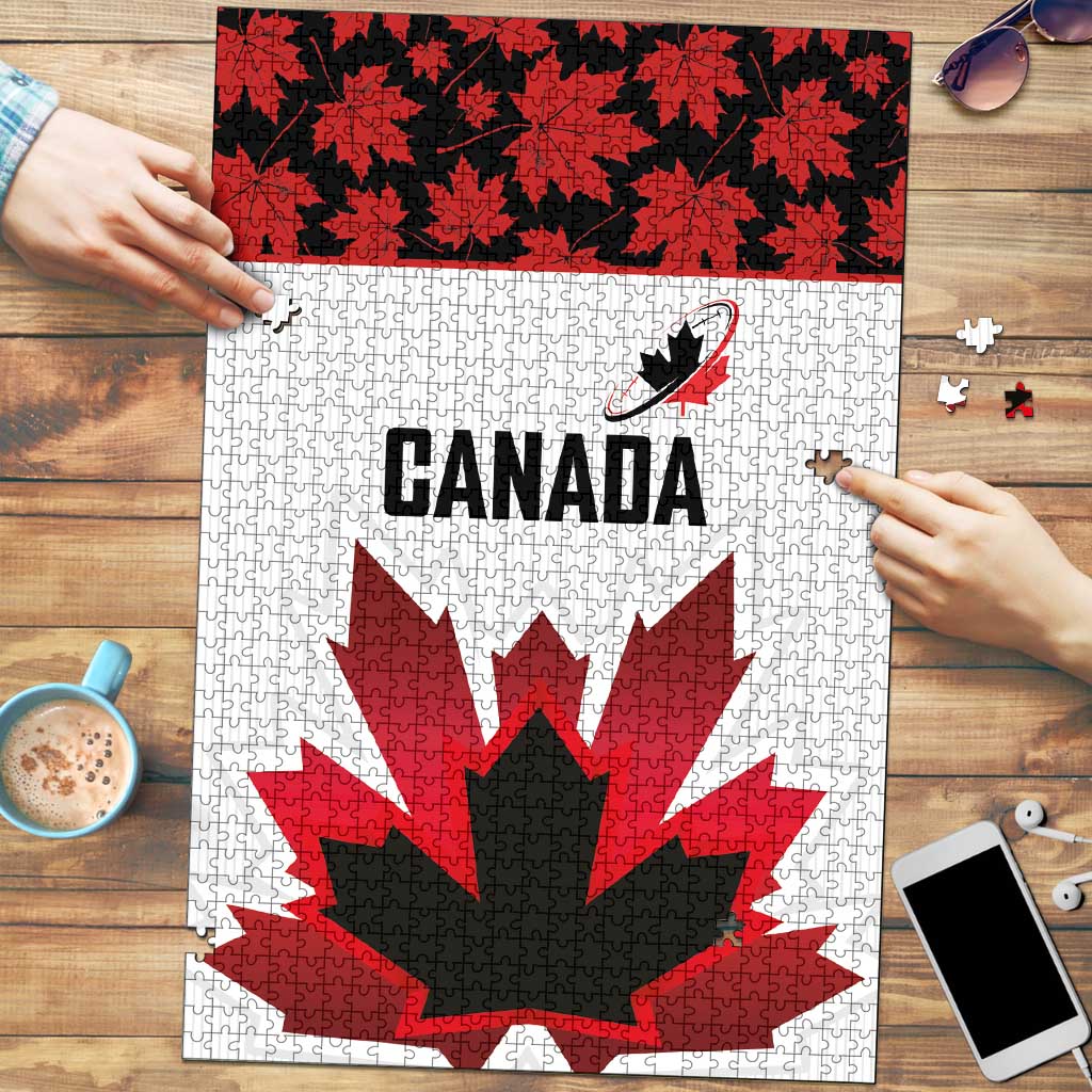 Canadian Rugby Puzzle Maple Leaves Sporty Art Style White Color - Wonder Print Shop