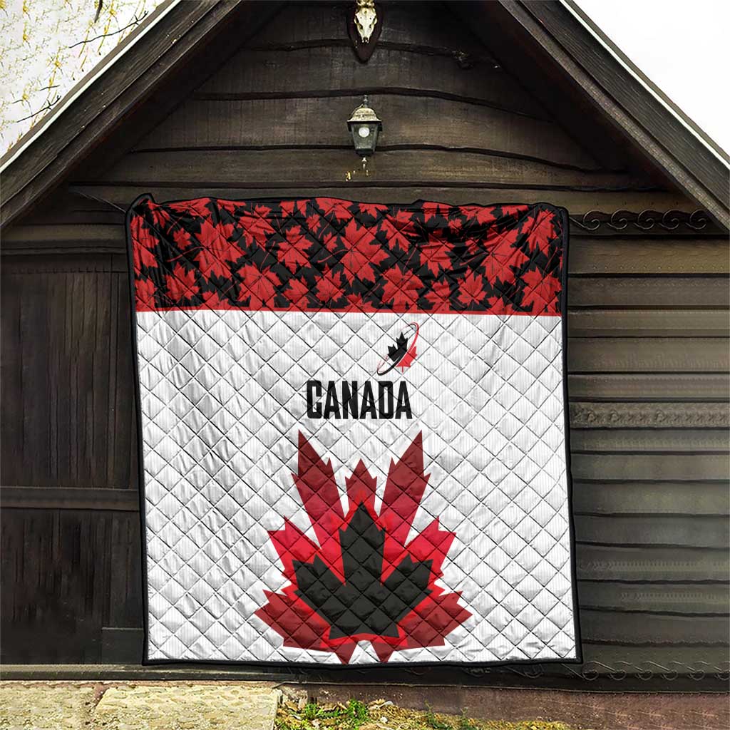Canadian Rugby Quilt Maple Leaves Sporty Art Style White Color - Wonder Print Shop