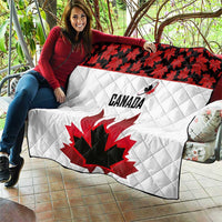 Canadian Rugby Quilt Maple Leaves Sporty Art Style White Color - Wonder Print Shop