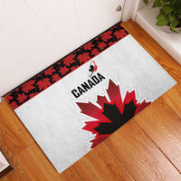 Canadian Rugby Rubber Doormat Maple Leaves Sporty Art Style White Color - Wonder Print Shop
