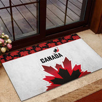 Canadian Rugby Rubber Doormat Maple Leaves Sporty Art Style White Color - Wonder Print Shop