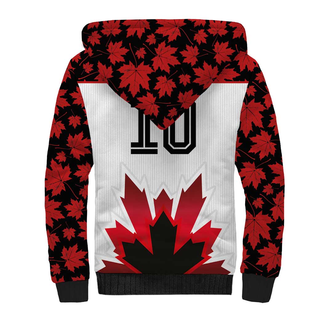 Custom Canadian Rugby Sherpa Hoodie Maple Leaves Sporty Art Style White Color - Wonder Print Shop