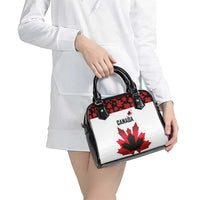 Canadian Rugby Shoulder Handbag Maple Leaves Sporty Art Style White Color - Wonder Print Shop