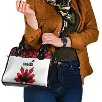Canadian Rugby Shoulder Handbag Maple Leaves Sporty Art Style White Color - Wonder Print Shop