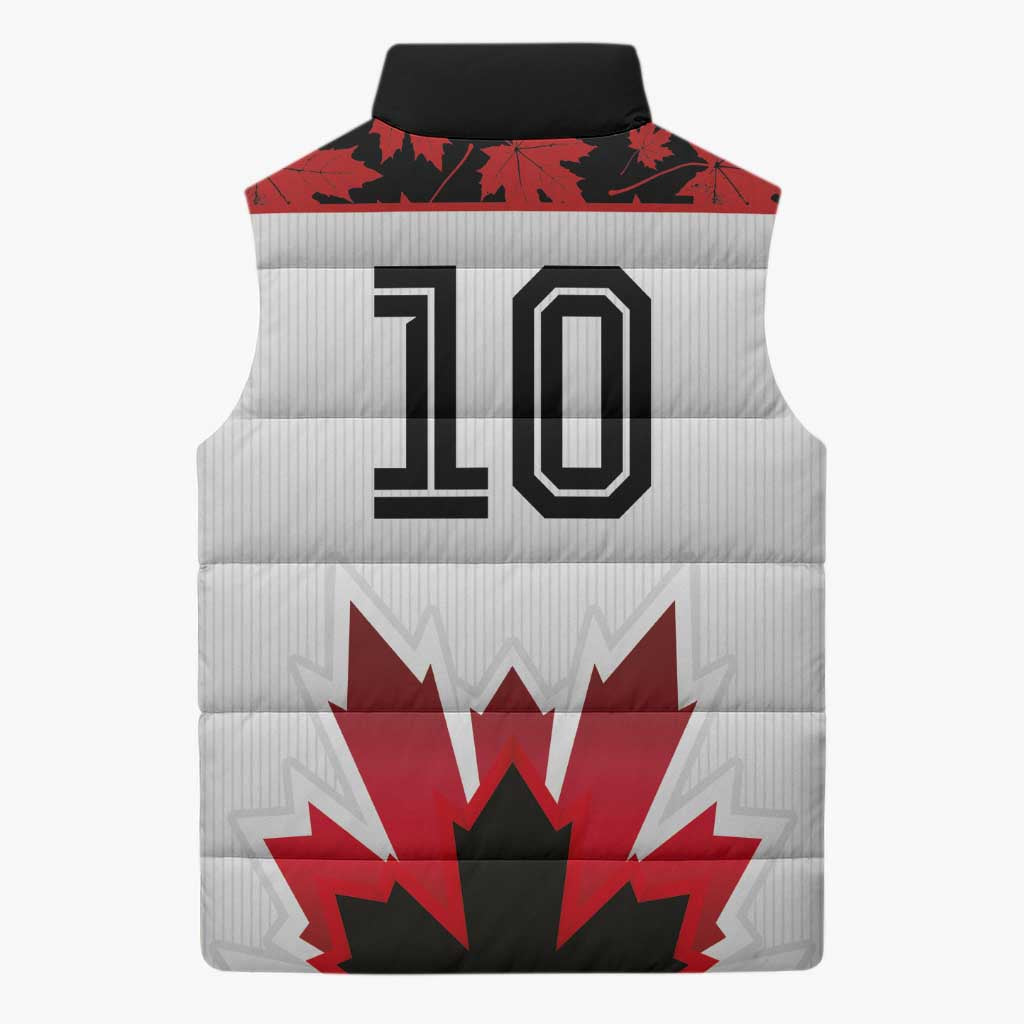 Custom Canadian Rugby Sleeveless Puffer Jacket Maple Leaves Sporty Art Style White Color - Wonder Print Shop