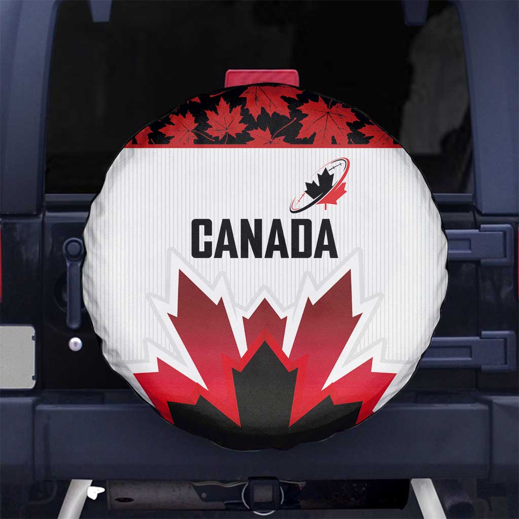 Canadian Rugby Spare Tire Cover Maple Leaves Sporty Art Style White Color - Wonder Print Shop