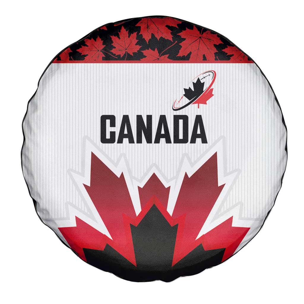 Canadian Rugby Spare Tire Cover Maple Leaves Sporty Art Style White Color - Wonder Print Shop