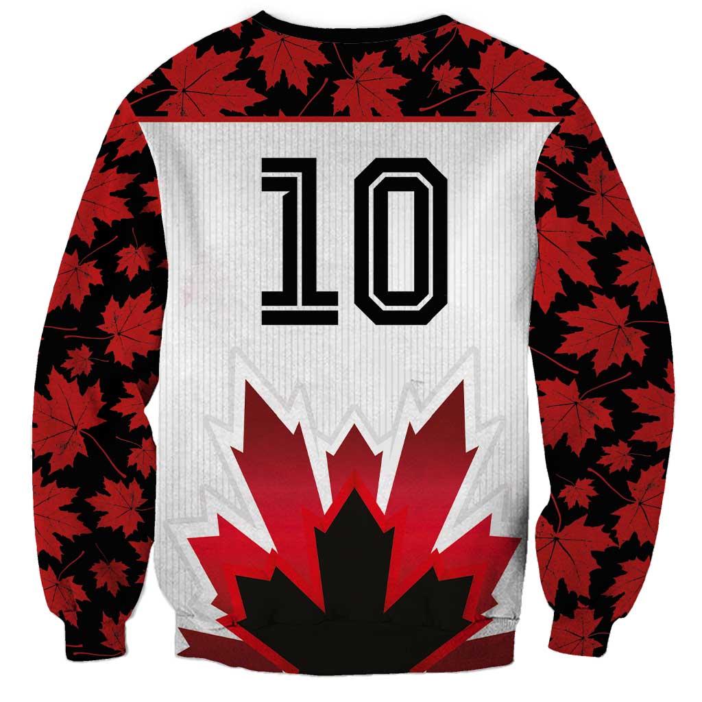 Custom Canadian Rugby Sweatshirt Maple Leaves Sporty Art Style White Color - Wonder Print Shop