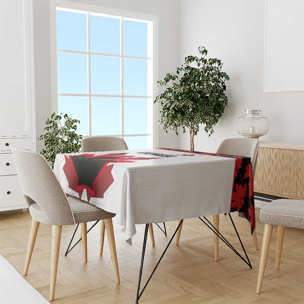 Canadian Rugby Tablecloth Maple Leaves Sporty Art Style White Color - Wonder Print Shop