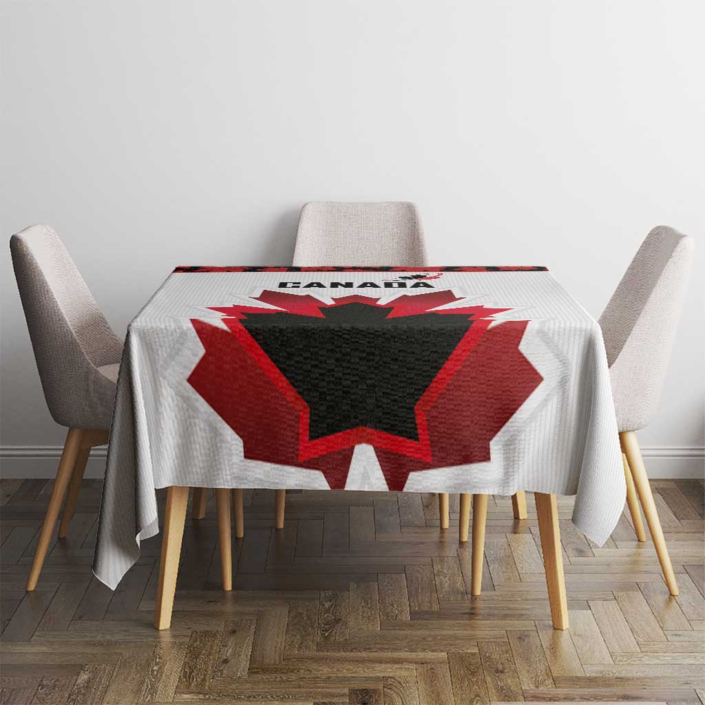 Canadian Rugby Tablecloth Maple Leaves Sporty Art Style White Color - Wonder Print Shop
