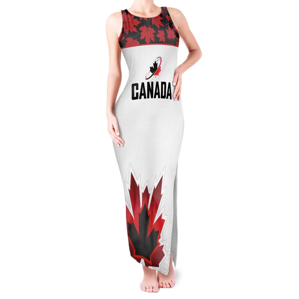 Custom Canadian Rugby Tank Maxi Dress Maple Leaves Sporty Art Style White Color - Wonder Print Shop