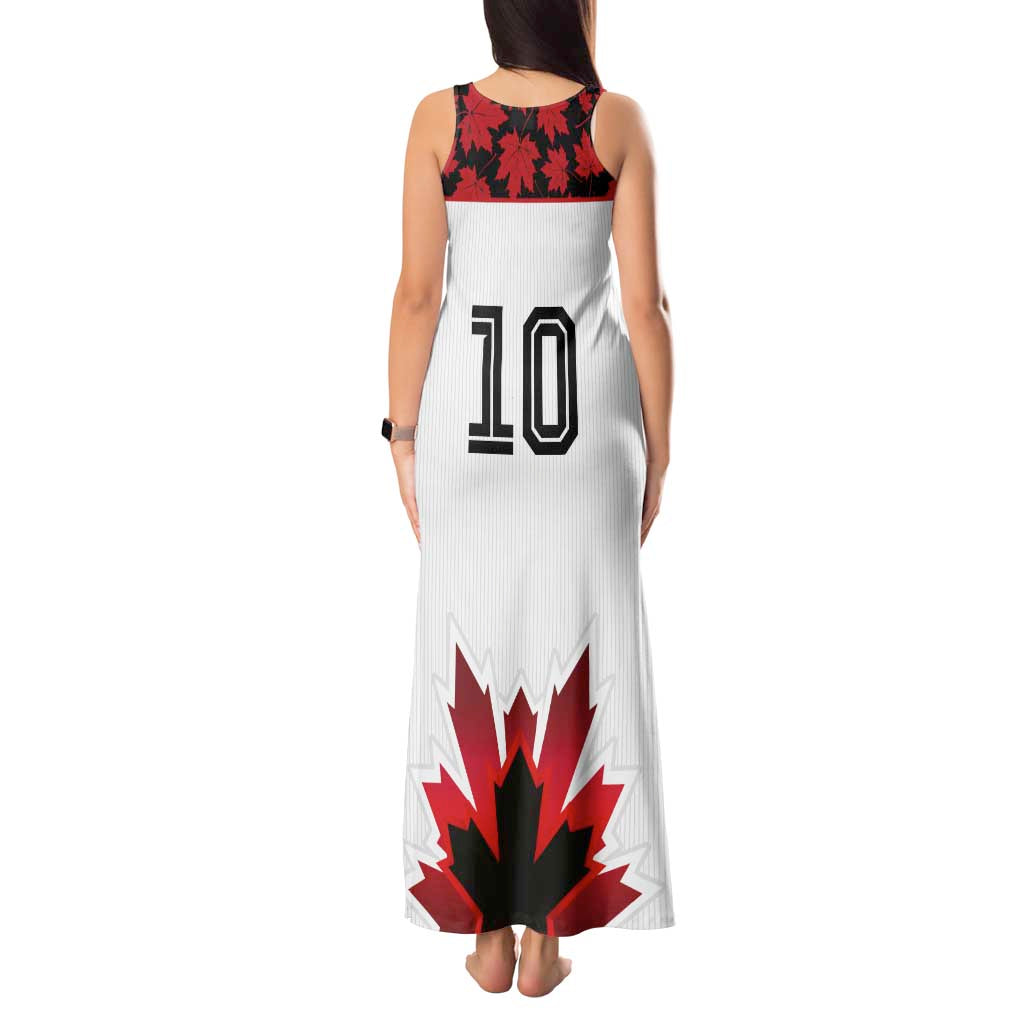 Custom Canadian Rugby Tank Maxi Dress Maple Leaves Sporty Art Style White Color - Wonder Print Shop