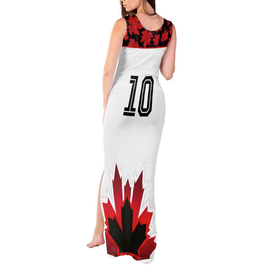Custom Canadian Rugby Tank Maxi Dress Maple Leaves Sporty Art Style White Color - Wonder Print Shop
