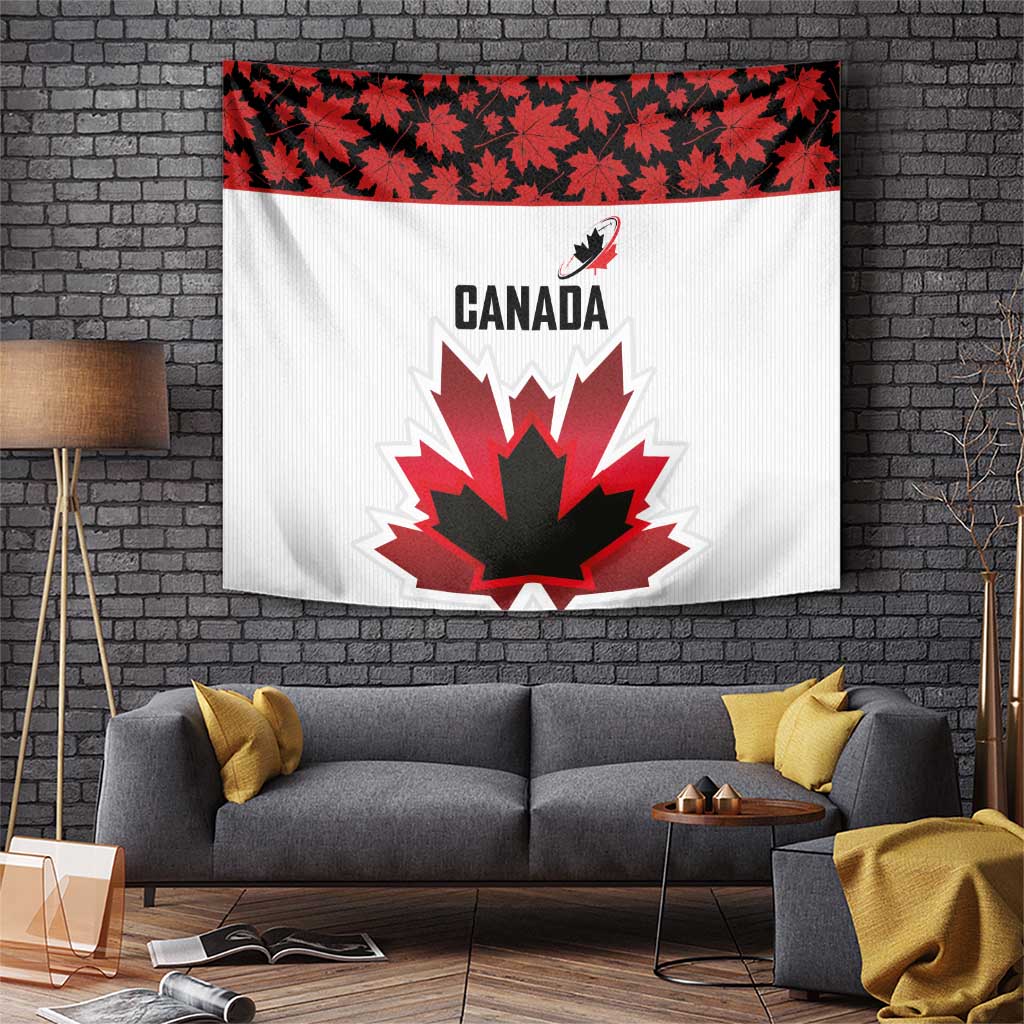 Canadian Rugby Tapestry Maple Leaves Sporty Art Style White Color - Wonder Print Shop