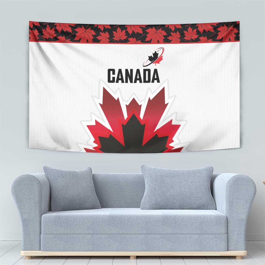 Canadian Rugby Tapestry Maple Leaves Sporty Art Style White Color - Wonder Print Shop