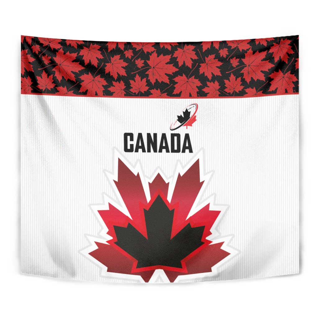 Canadian Rugby Tapestry Maple Leaves Sporty Art Style White Color - Wonder Print Shop
