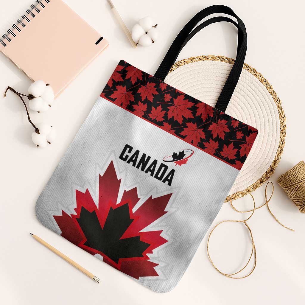 Canadian Rugby Tote Bag Maple Leaves Sporty Art Style White Color - Wonder Print Shop