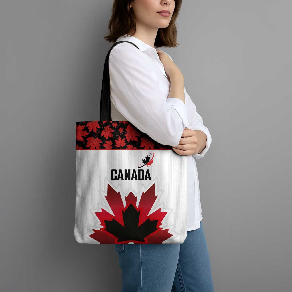 Canadian Rugby Tote Bag Maple Leaves Sporty Art Style White Color - Wonder Print Shop