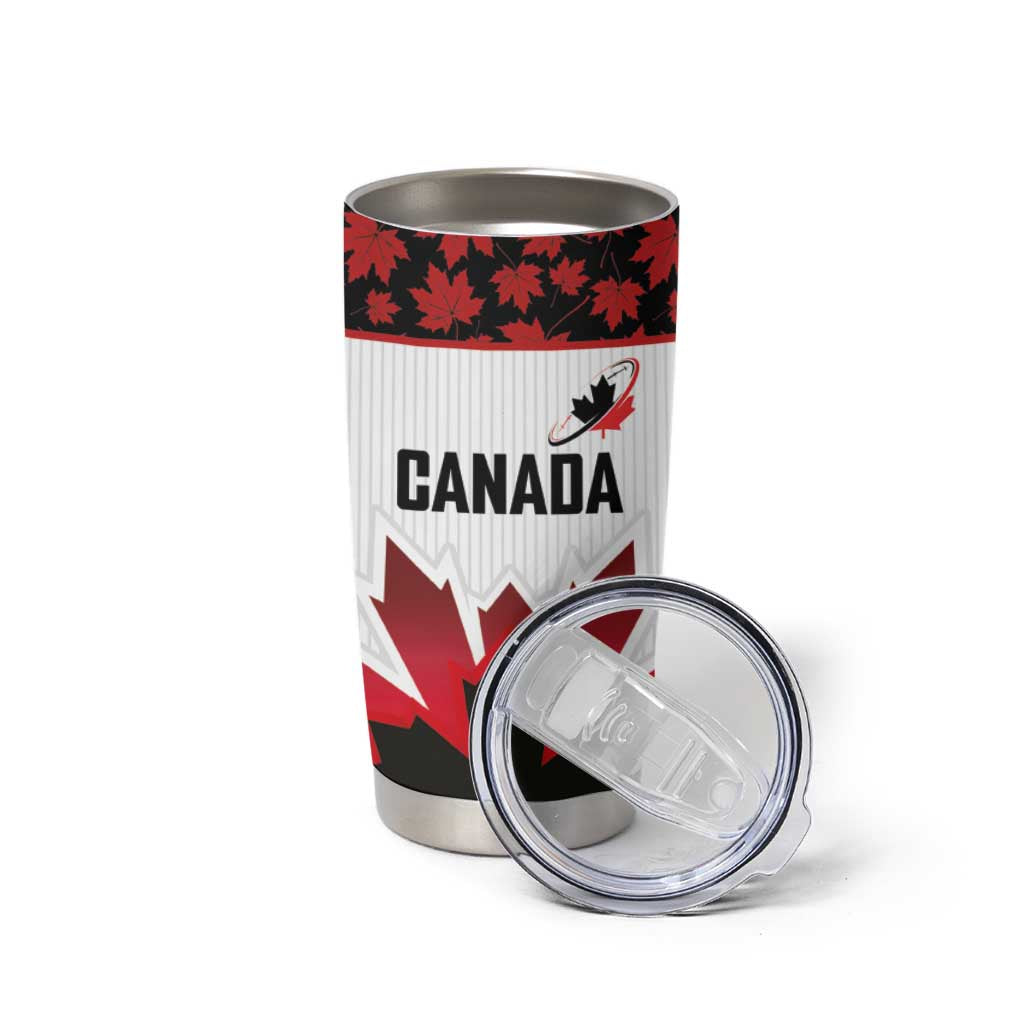 Custom Canadian Rugby Tumbler Cup Maple Leaves Sporty Art Style White Color - Wonder Print Shop
