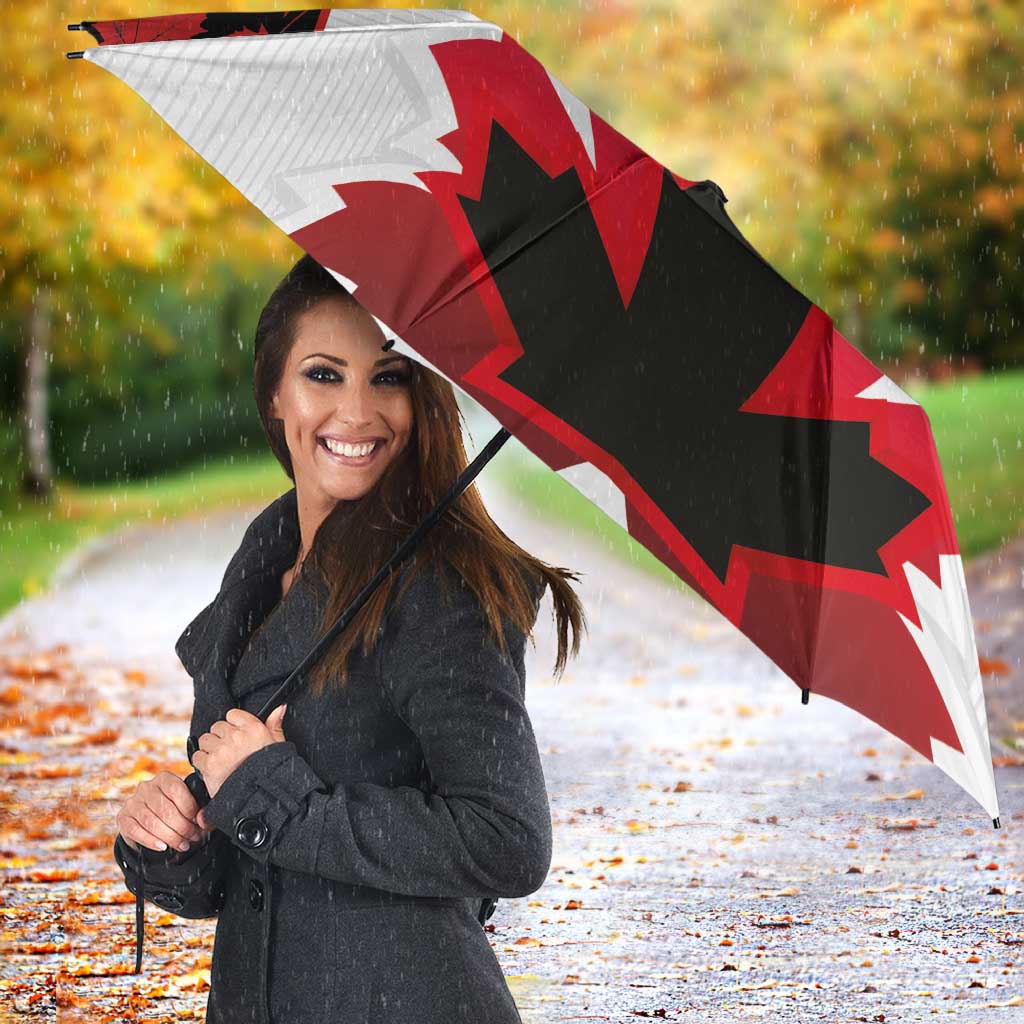 Canadian Rugby Umbrella Maple Leaves Sporty Art Style White Color - Wonder Print Shop