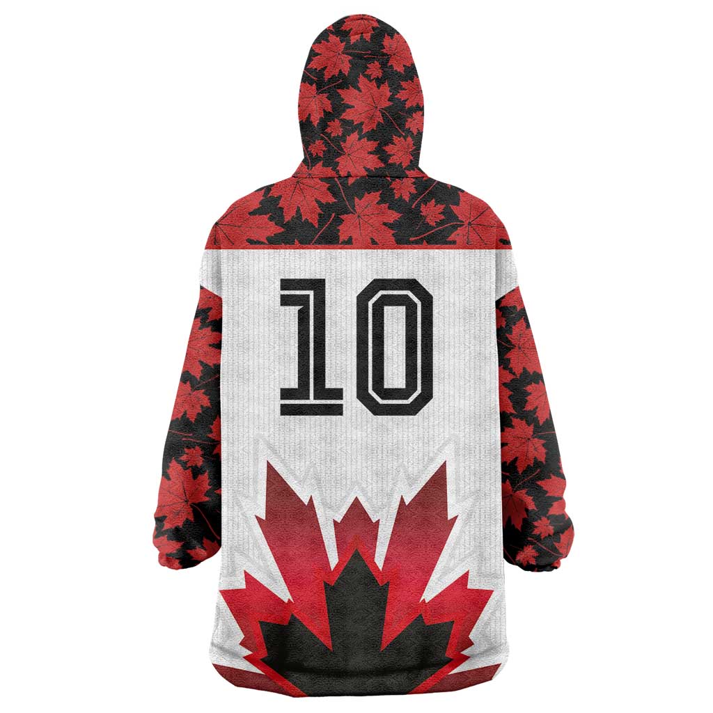 Custom Canadian Rugby Wearable Blanket Hoodie Maple Leaves Sporty Art Style White Color - Wonder Print Shop
