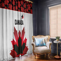 Canadian Rugby Window Curtain Maple Leaves Sporty Art Style White Color - Wonder Print Shop