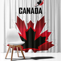 Canadian Rugby Window Curtain Maple Leaves Sporty Art Style White Color - Wonder Print Shop