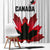 Canadian Rugby Window Curtain Maple Leaves Sporty Art Style White Color - Wonder Print Shop