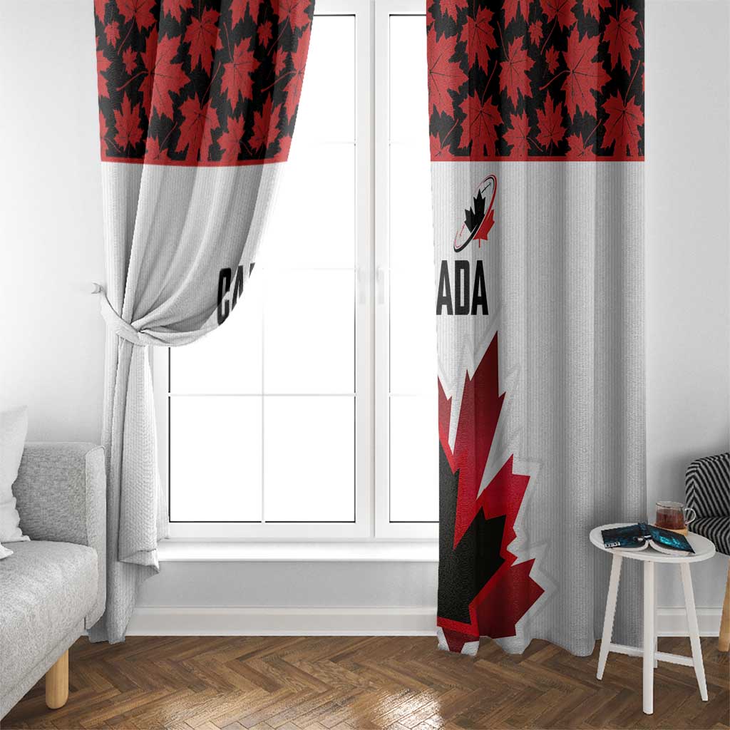 Canadian Rugby Window Curtain Maple Leaves Sporty Art Style White Color - Wonder Print Shop