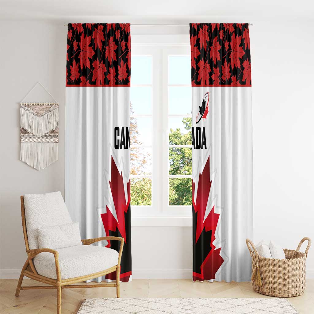 Canadian Rugby Window Curtain Maple Leaves Sporty Art Style White Color - Wonder Print Shop