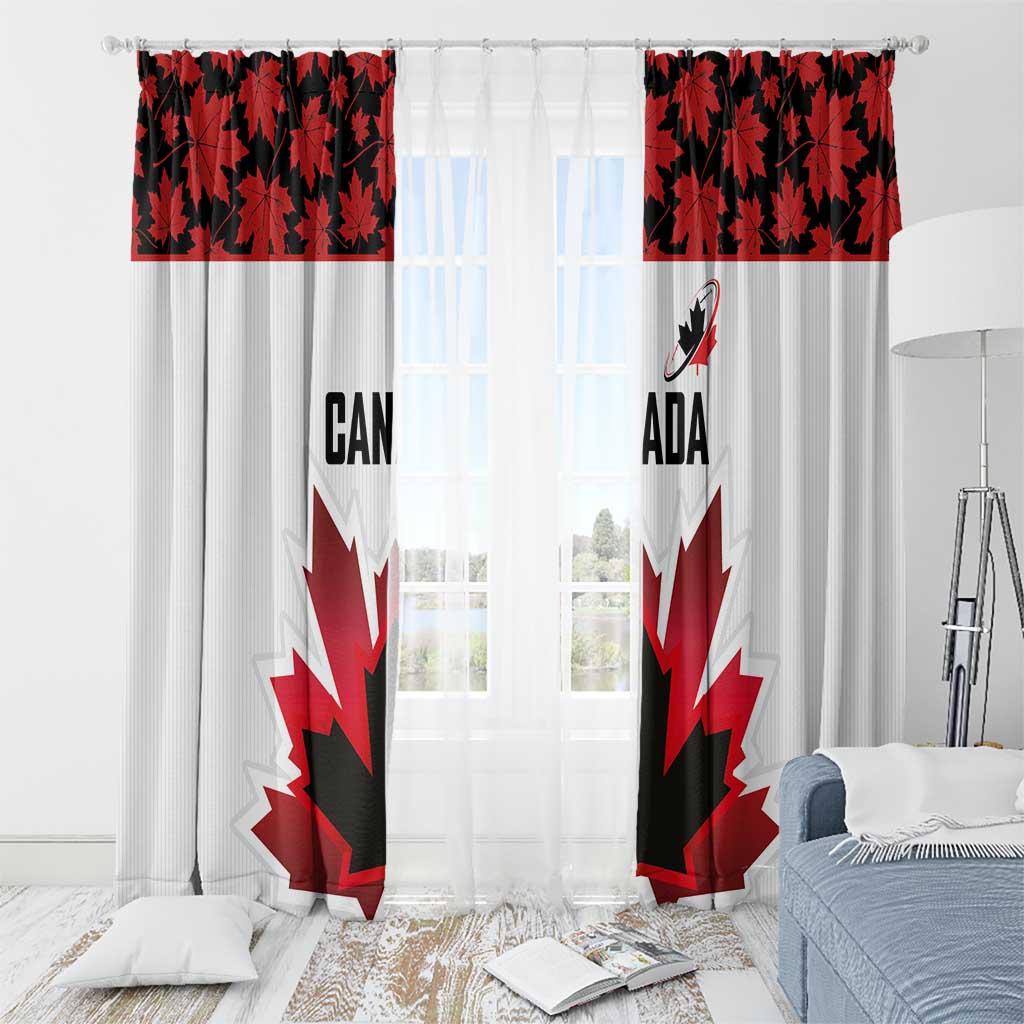 Canadian Rugby Window Curtain Maple Leaves Sporty Art Style White Color - Wonder Print Shop