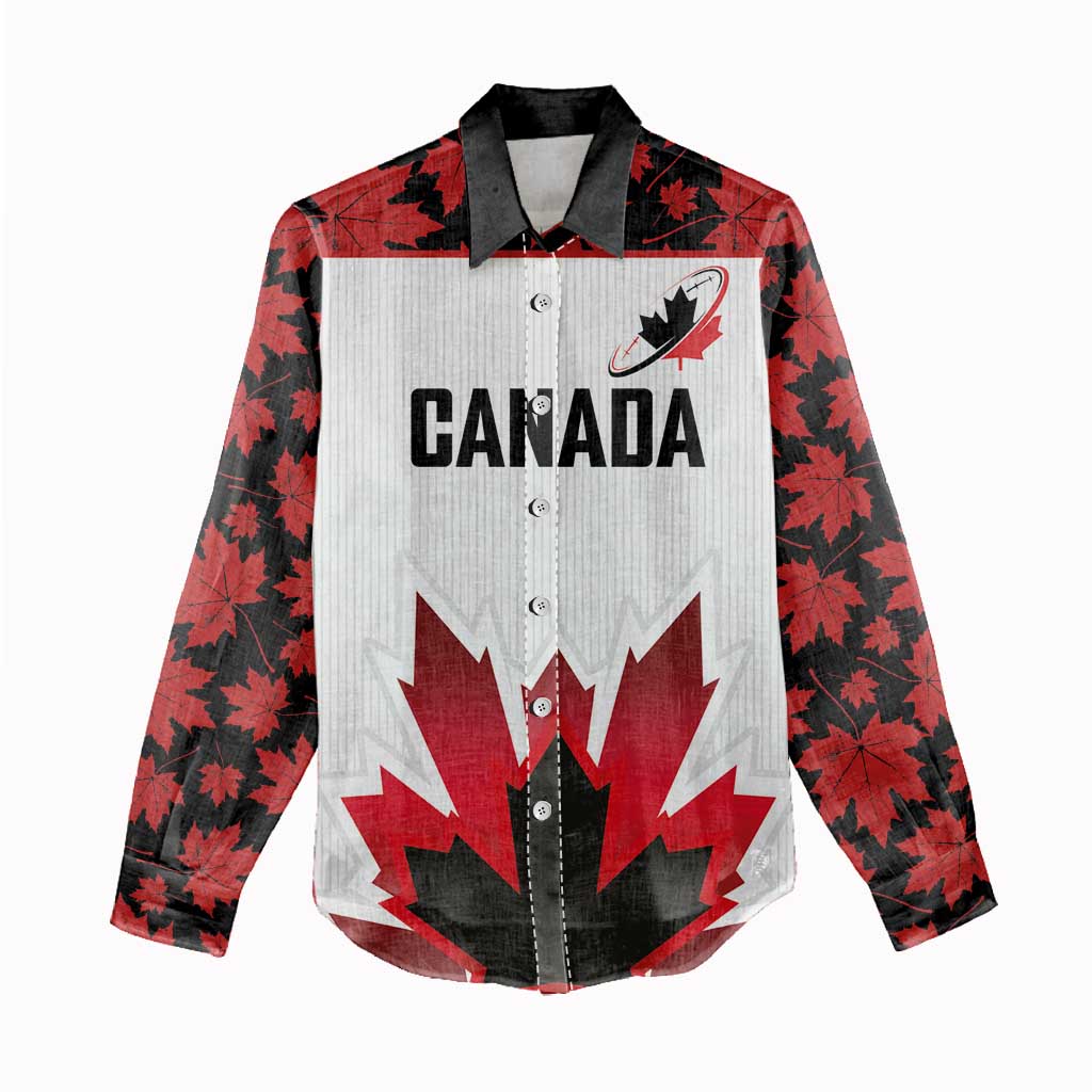 Custom Canadian Rugby Women Casual Shirt Maple Leaves Sporty Art Style White Color - Wonder Print Shop
