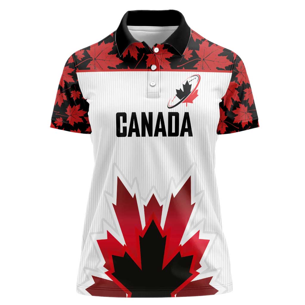 Custom Canadian Rugby Women Polo Shirt Maple Leaves Sporty Art Style White Color - Wonder Print Shop