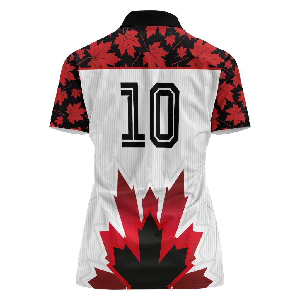 Custom Canadian Rugby Women Polo Shirt Maple Leaves Sporty Art Style White Color - Wonder Print Shop