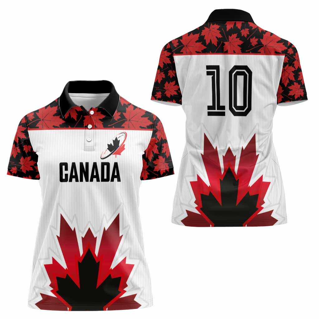 Custom Canadian Rugby Women Polo Shirt Maple Leaves Sporty Art Style White Color - Wonder Print Shop