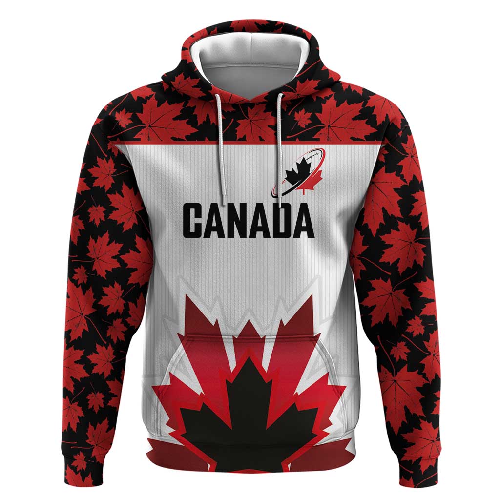 Custom Canadian Rugby Zip Hoodie Maple Leaves Sporty Art Style White Color - Wonder Print Shop