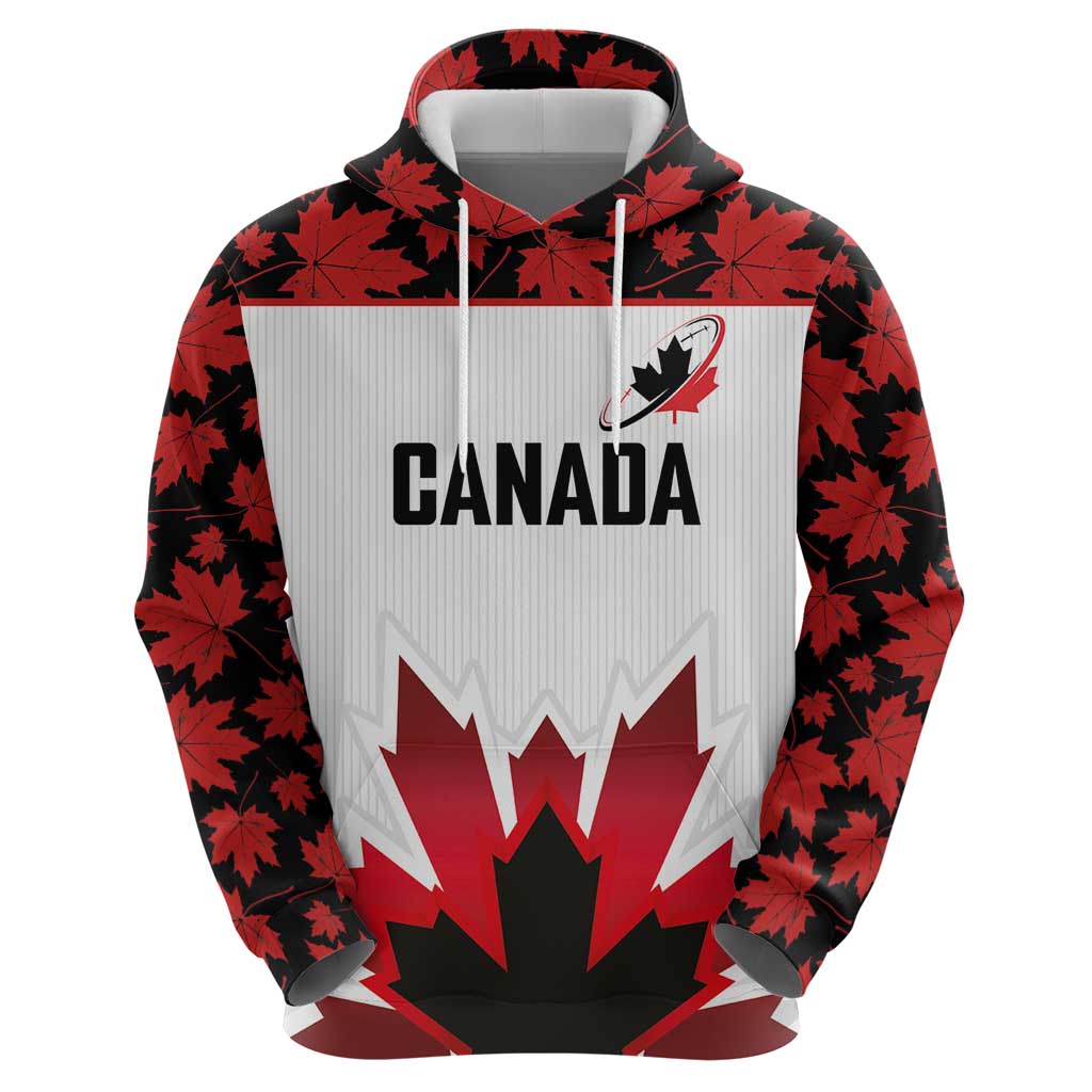 Custom Canadian Rugby Zip Hoodie Maple Leaves Sporty Art Style White Color - Wonder Print Shop