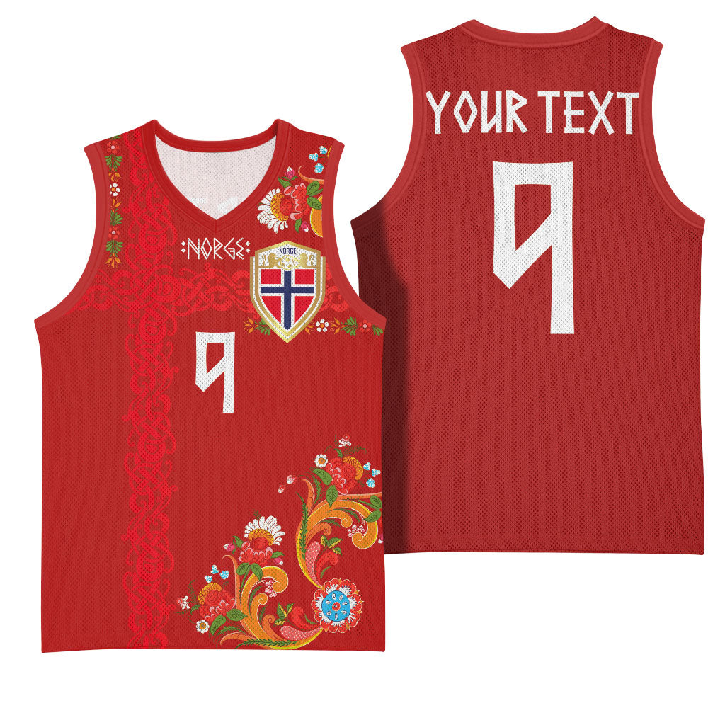 Custom Norway Football Basketball Jersey Norge Viking and Rosemaling Ornament