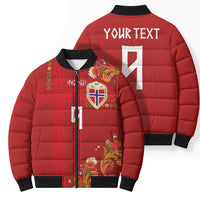 Custom Norway Football Bomber Puffer Jacket Norge Viking and Rosemaling Ornament