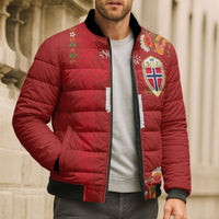 Custom Norway Football Bomber Puffer Jacket Norge Viking and Rosemaling Ornament