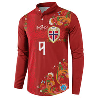 Custom Norway Football Button Sweatshirt Norge Viking and Rosemaling Ornament