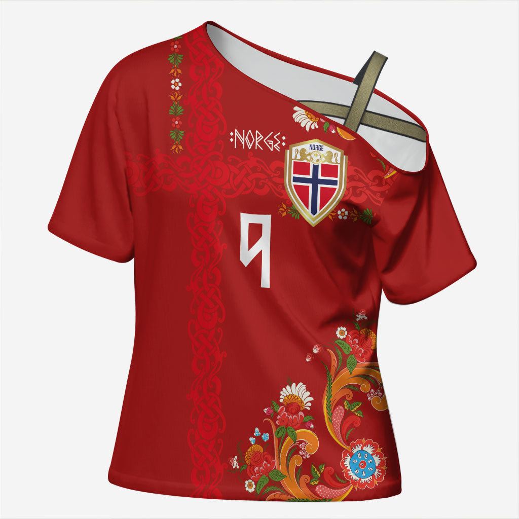 Custom Norway Football Cross Shoulder Shirt Norge Viking and Rosemaling Ornament