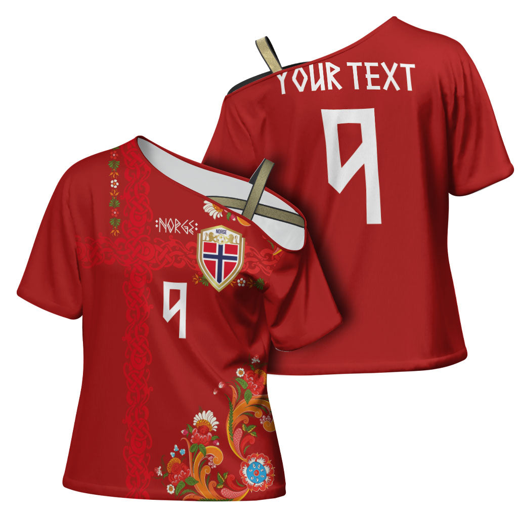 Custom Norway Football Cross Shoulder Shirt Norge Viking and Rosemaling Ornament