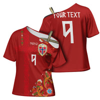 Custom Norway Football Cross Shoulder Shirt Norge Viking and Rosemaling Ornament