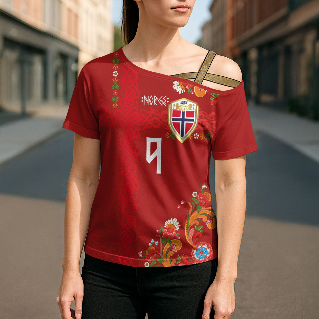 Custom Norway Football Cross Shoulder Shirt Norge Viking and Rosemaling Ornament