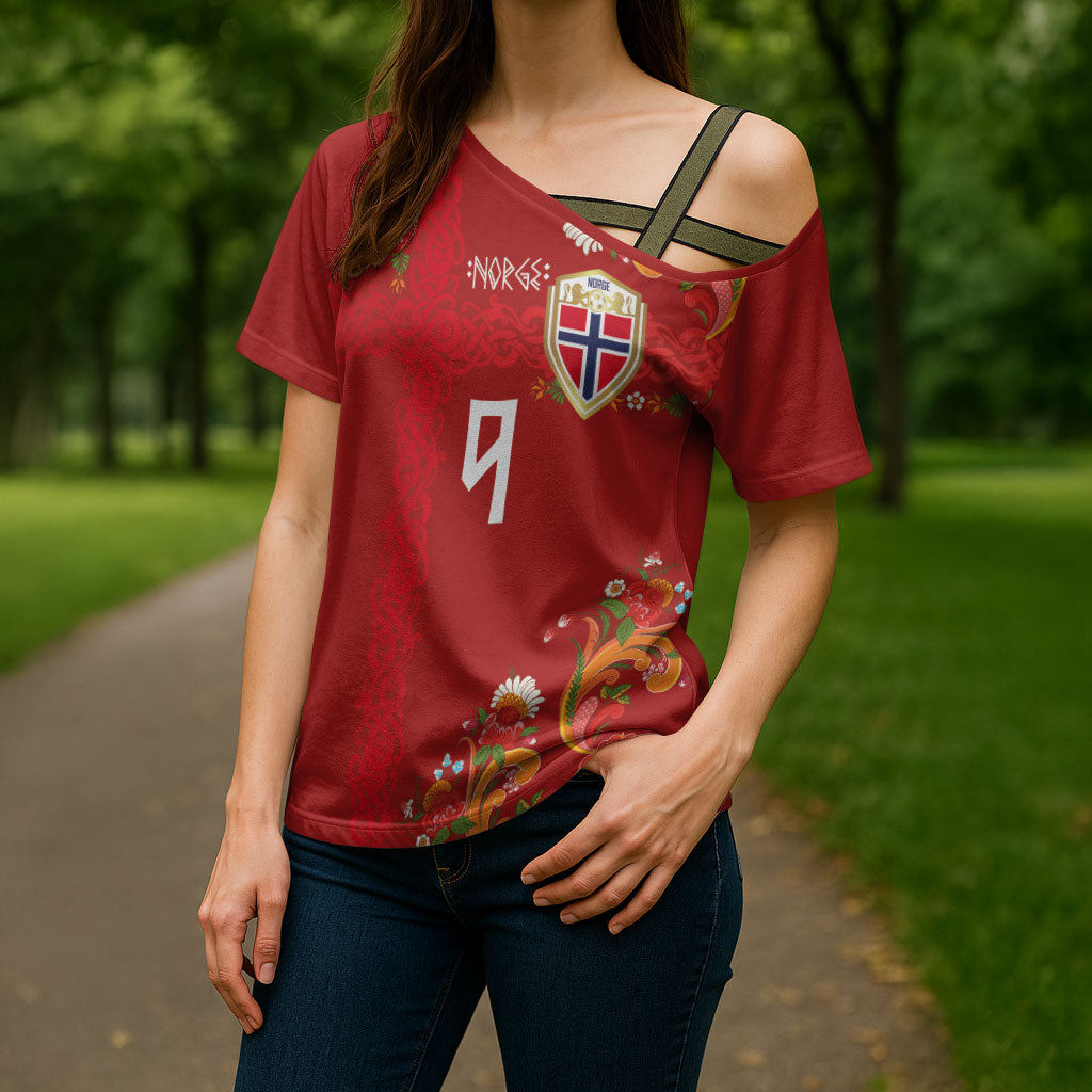 Custom Norway Football Cross Shoulder Shirt Norge Viking and Rosemaling Ornament