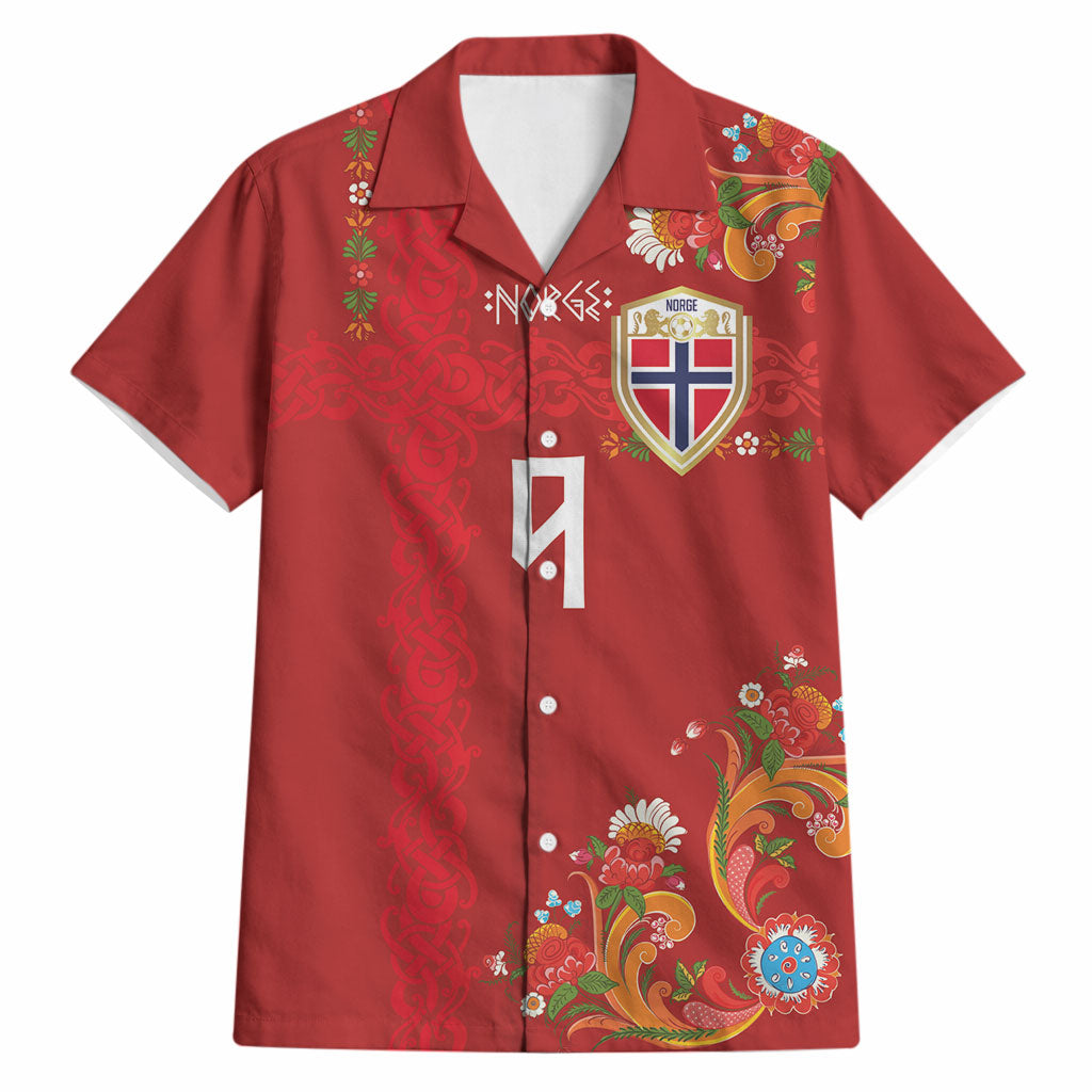 Custom Norway Football Hawaiian Shirt Norge Viking and Rosemaling Ornament